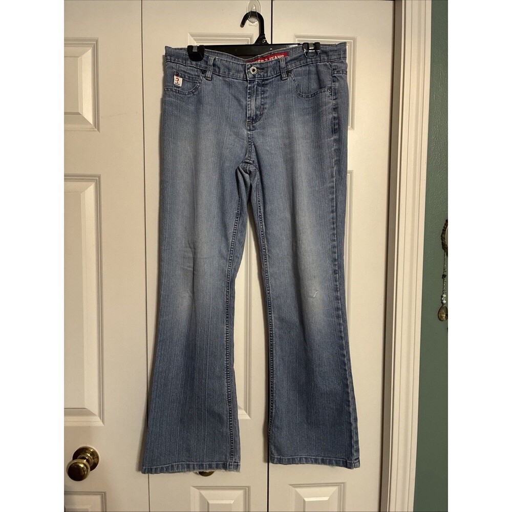 Vintage Guess Y2K Jeans Low Rise Bootcut W29 L30 Distressed Striped Denim RARE